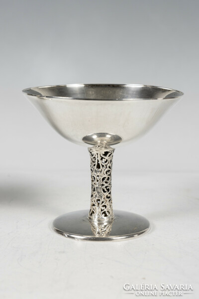 Silver double ice cream goblet - with openwork decor