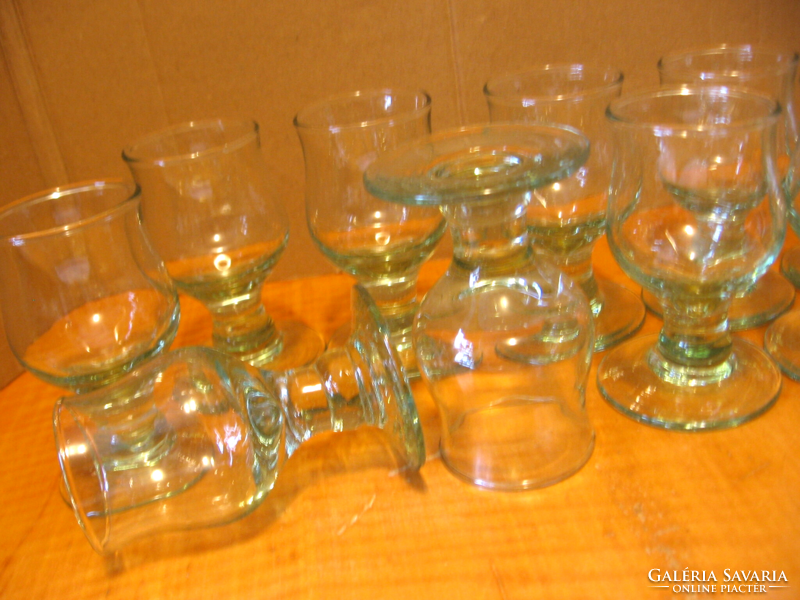 Retro Holmegaard Danish, Scandinavian green crystal glass brandy, liqueur set 2x6
