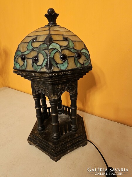 Beautiful table lamp with temple shape (tiffany glass)