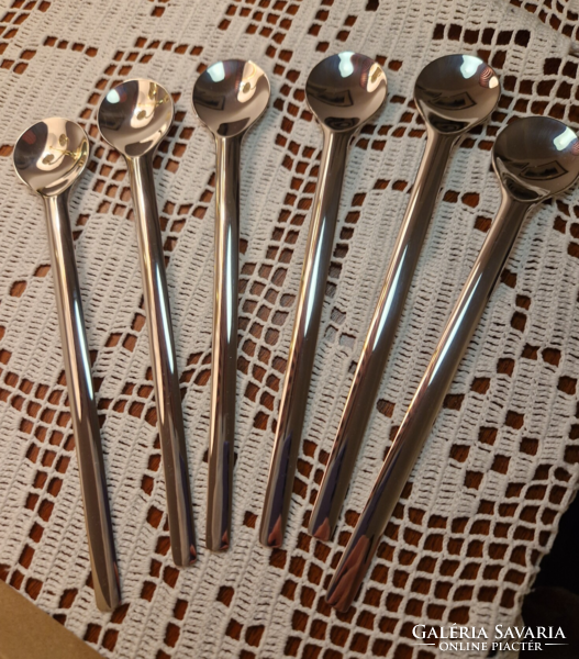 Nespresso 6 latte spoons, marked, polished, new