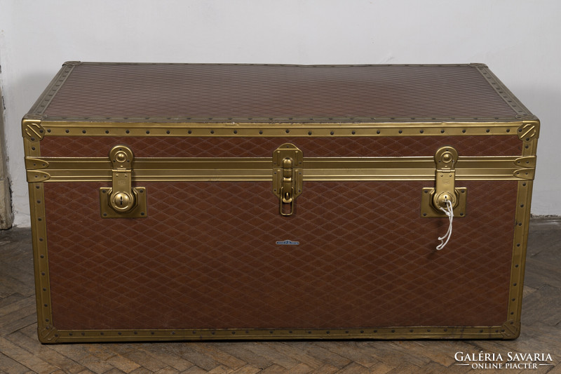 Old travel trunk - with pink lining