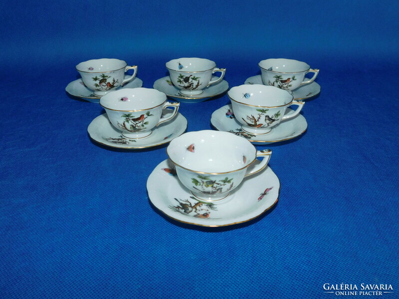 Set of 6 coffee cups with Herend Rothschild pattern