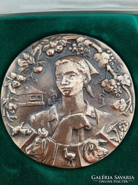 Fekete János szobrászművész 1929 - 1999  Paraszt asszony bronz plakett
