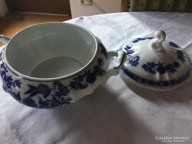 Leveses tál, hagymamintás, kobalt-fehér fényes porcelán