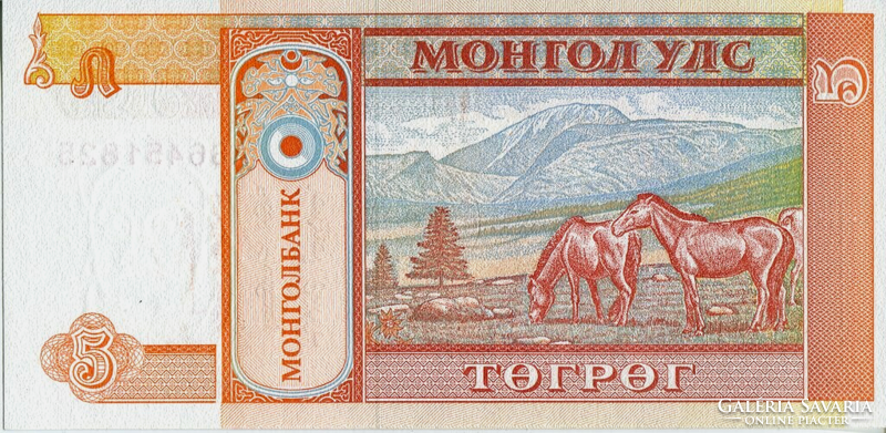 Mongólia 5 Tugrik 1993 UNC