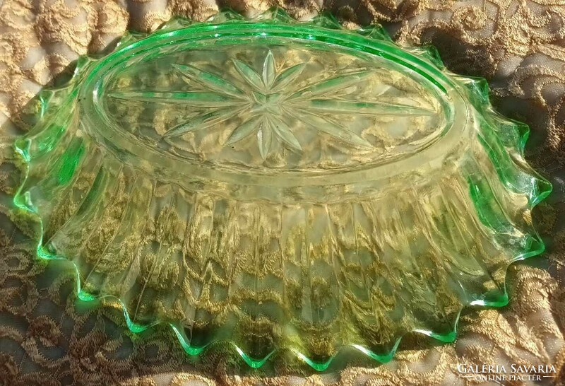 Antique green glass centerpiece