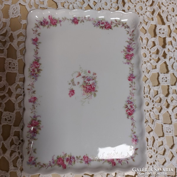 Rózsamintás porcelán, gyönyörű tálca, antik kínáló