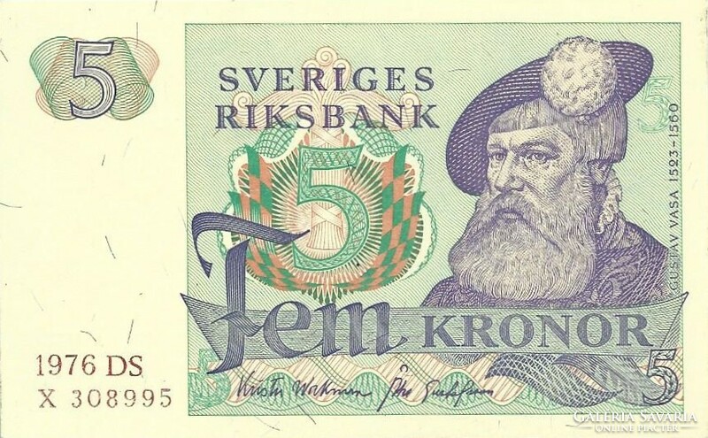 5 Korona kronor 1976 Sweden 2. Uncirculated.