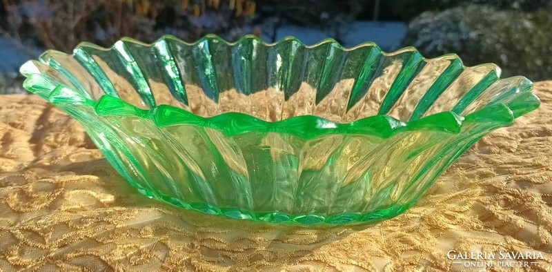Antique green glass centerpiece