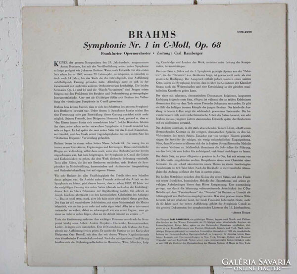 Brahms • Frankfurter Opernorchester • Carl Bamberger - Symphonie Nr. 1 (LP, Mono)