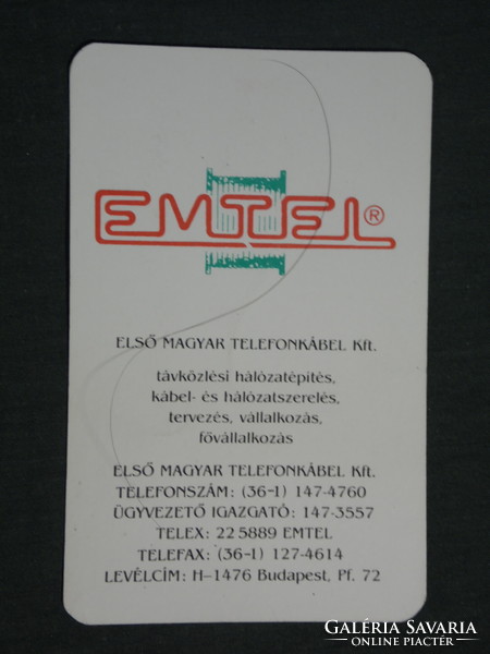 Kártyanaptár, EMTEL első telefonkábel Kft, Budapest, 1992,   (3)