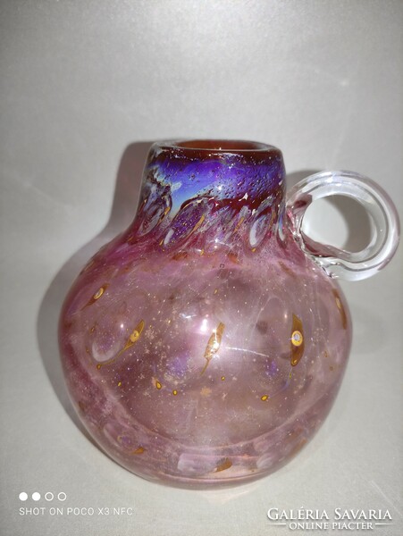 Gyönyörű Pfauenauge Collection Cranberry EISCH jelzett üveg váza  kézműves kiöntő kancsó