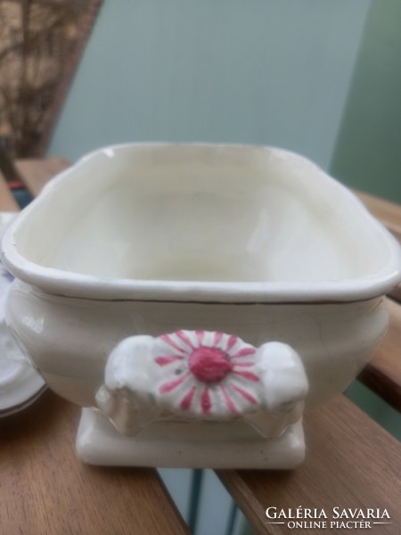 Antique sugar bowl with flower pattern