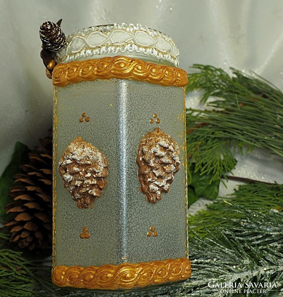 Handmade Christmas candle holder glass