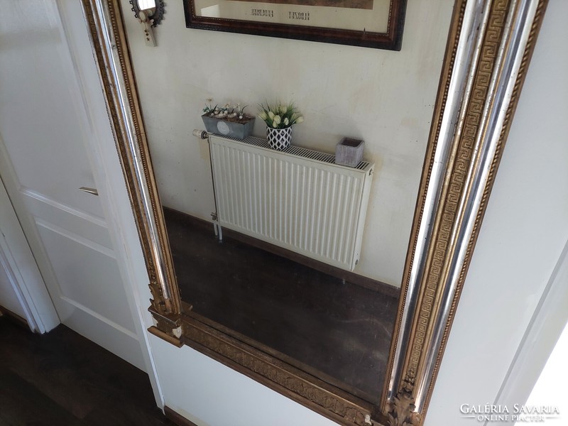 Upper decorative Biedermeier mirror with original sheet silver 162cm x 82cm