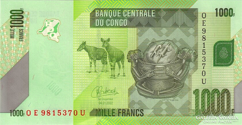 Kongói Dem. Köztársaság 1000 Kongói frank 2022 UNC