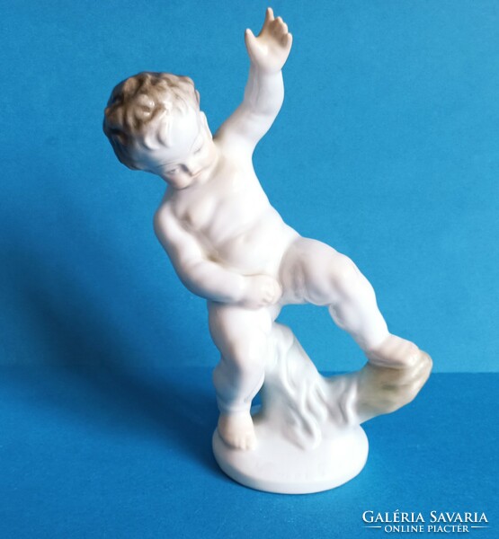 Herend peeing boy putto porcelain figure