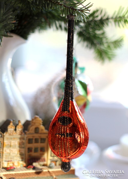 Antique Belgian glass Christmas tree ornament, mandolin, collector's item