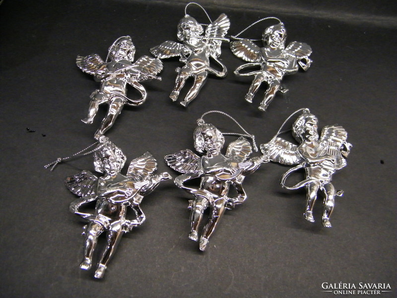 Silver-colored angel Christmas tree decorations 6 pcs