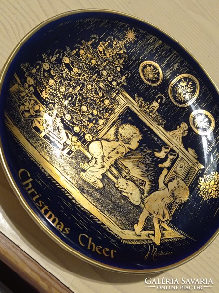 Christmas marked - gilded plate 1975 - limited edition with 24 carat gold 19 cm