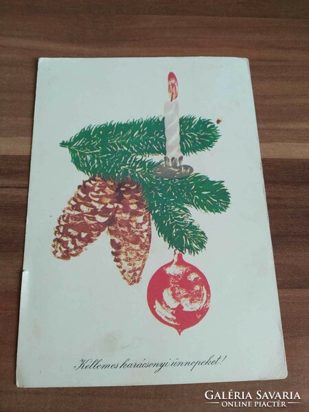Régi karácsonyi képeslap, rajz: Novák Henrik, 1974