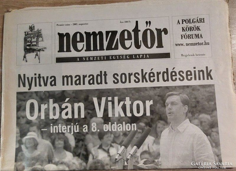 2002.augusztus Nemzetőr  - a nemzeti egység lapja -  politikai, történelmi újság, lap