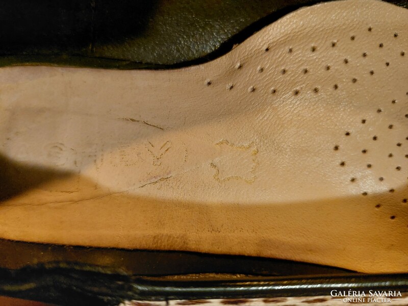 Ocelot mintás szőrme-bőr női cipő