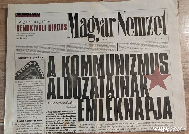 February 2002 24. Hungarian nation - extraordinary edition - door of the house of terror opens - political, historical. Page