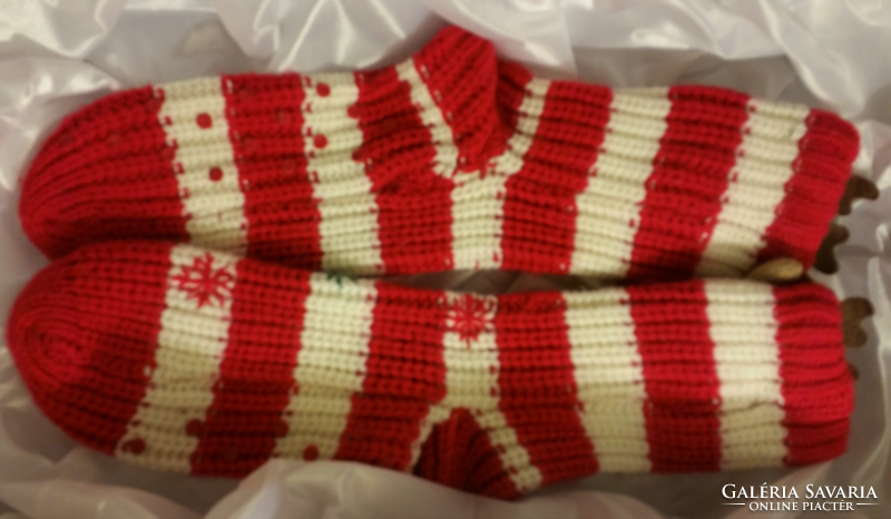 Old reindeer Christmas knitted socks, Christmas decoration