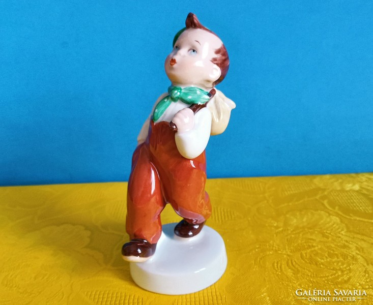 Royal dux wandering boy with dog porcelain