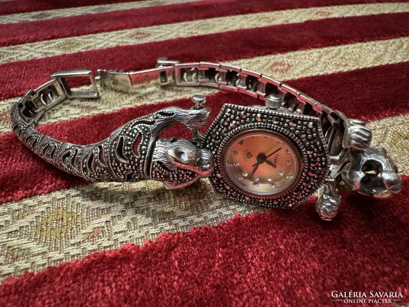 Vintage Ladies Waterproof 925 Sterling Silver Watches Leopard