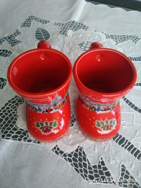 Christmas red porcelain boots in a festive mood, from the German koessinger ag