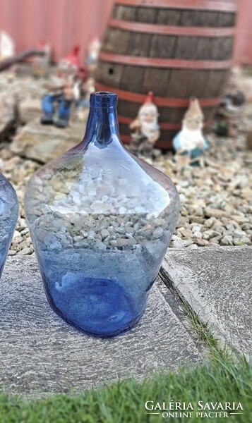 Rare blue balloon demijohn glass collector's beauty for wine and drink