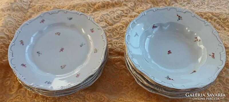 Old Zsolnay baroque gold-edged plate set of 10 pieces