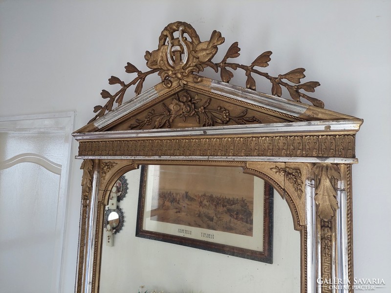 Upper decorative Biedermeier mirror with original sheet silver 162cm x 82cm