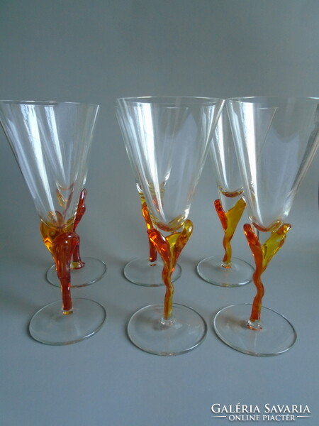 6 Pcs. Handmade champagne and wine glass.