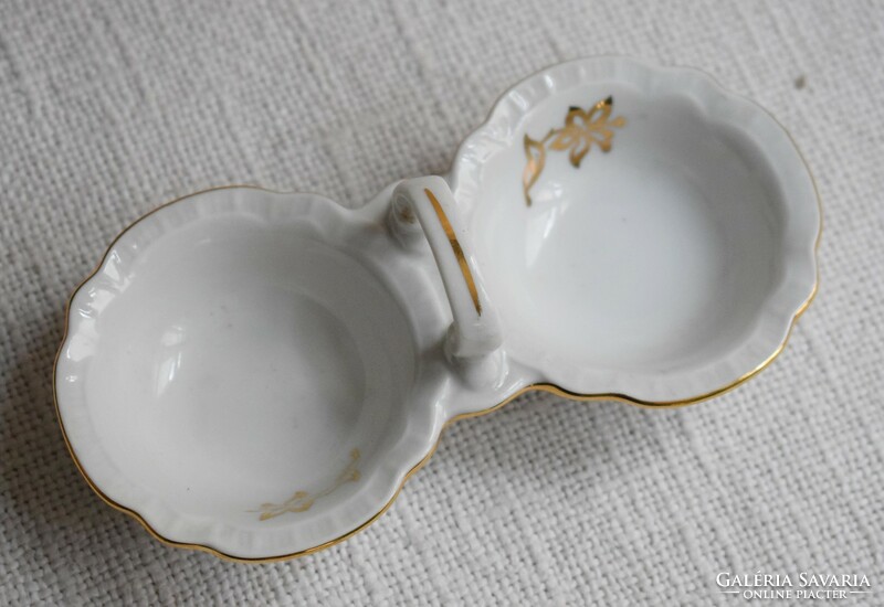 Table spice holder porcelain gilded 14.5 x 7.5 x 5.5 cm Czechoslovakia