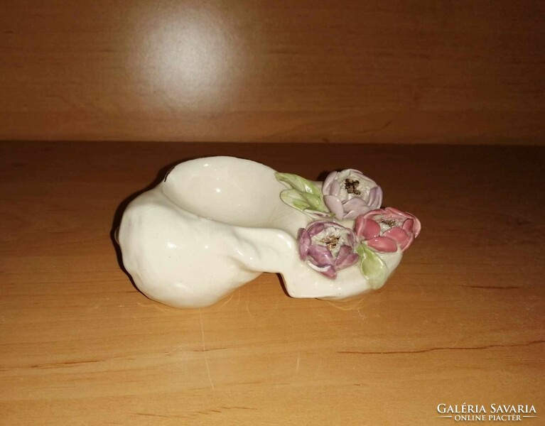 Porcelán tengeri csiga virágokkal - 11 cm (po-1)