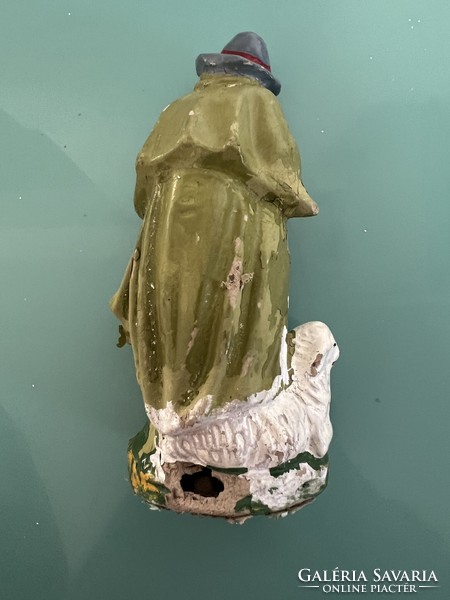 Antique German Shepherd Nativity figure Christmas tree decoration painted papier-mâché