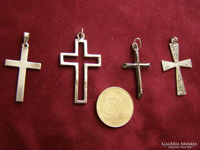 4 silver cross pendants