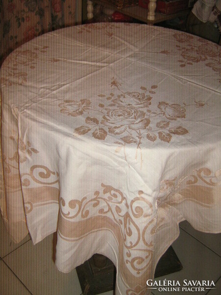 Beautiful provence rose peach pink gold antique elegant damask tablecloth
