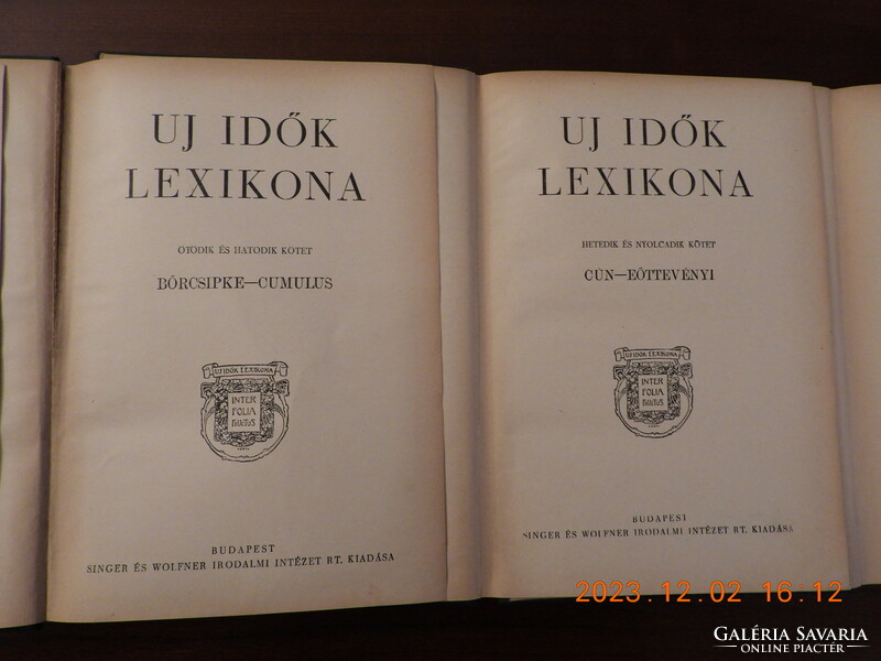 Új Idők Lexikona 1-24. kötet eladó