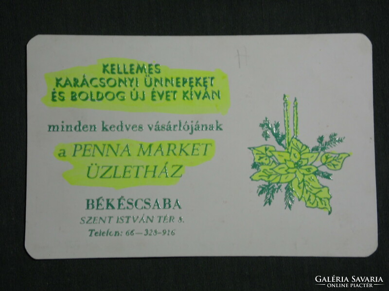 Card calendar, festive, penna market store, Békéscsaba, 1994, (3)