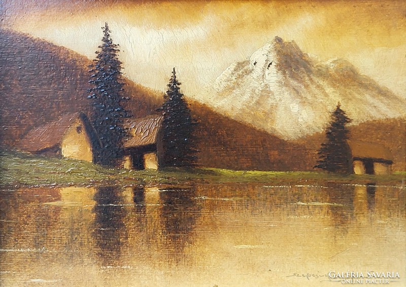 Szepesi Kuszka Jenő (1885-1948) Folyóparti Táj c. festménye Eredeti Garanciával!
