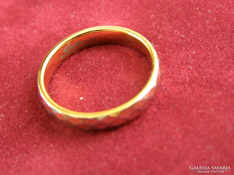 Wolframacél ( tungsten) női gyűrű, aranyozott, nagyon attraktív