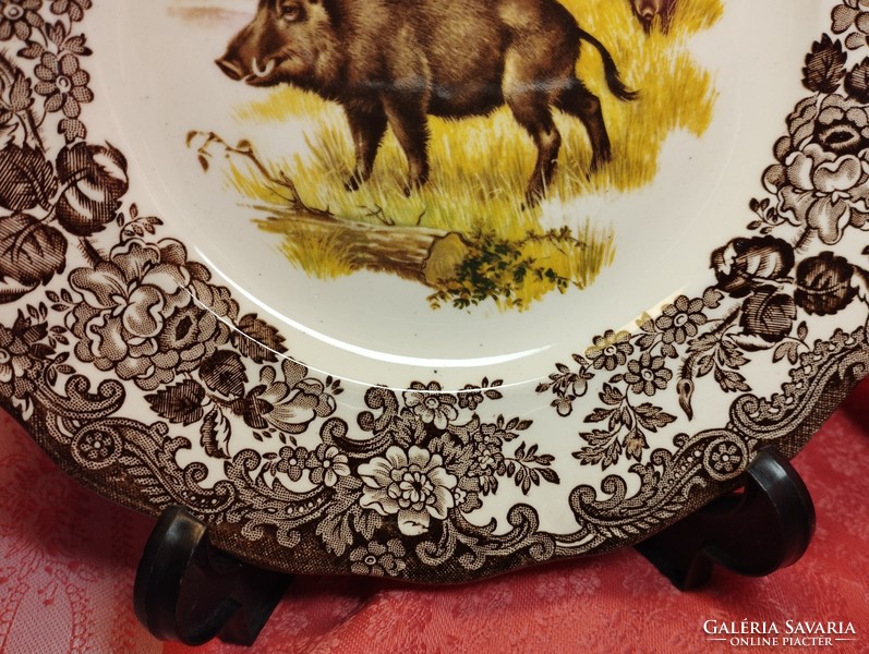 Royal worcester, palissy, beautiful English porcelain cake plate, center boar