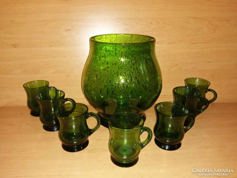 Zöld üveg bólés készlet 7 db pohárral