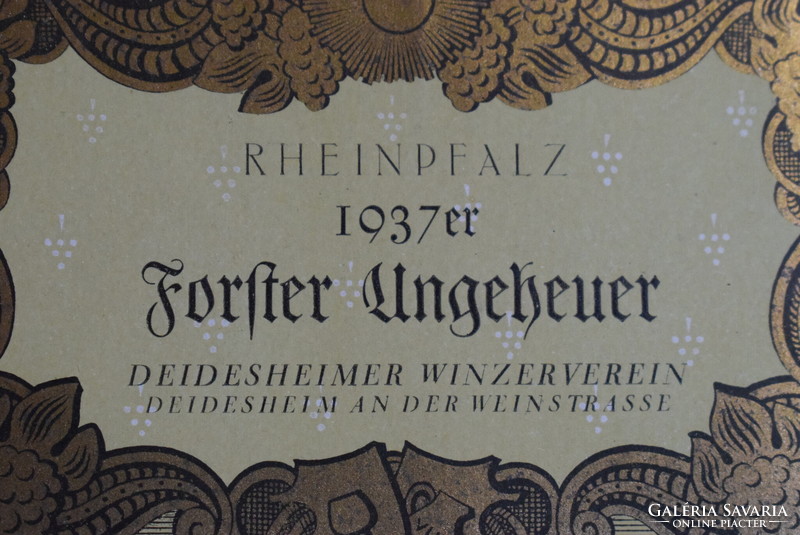 Forster ungeheuer 1937, wine bottle label