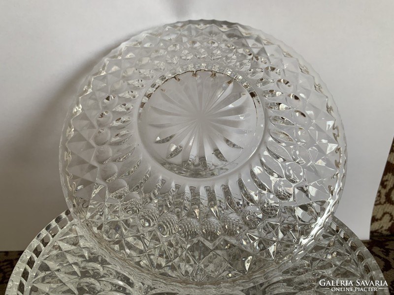 Retró vastag üveg süteményes kis tányér vagy alátét - 15,5 cm