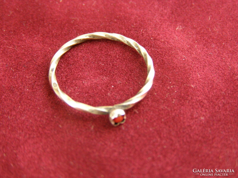 Old Hungarian silver ring with a small stone